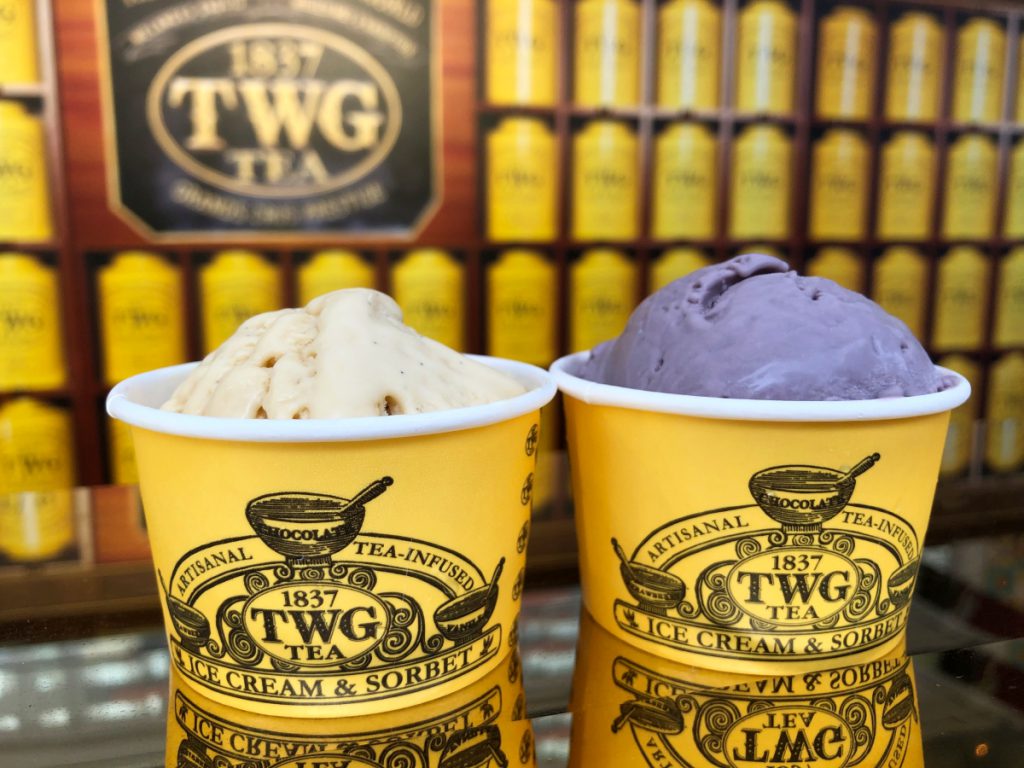 TWG 快閃店 焦糖奶油紅茶味冰淇淋、玫瑰芬香茶味冰淇淋(圖/編輯拍攝 )