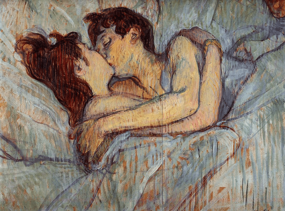《在床上：吻》——同性愛侶的纏綿時刻