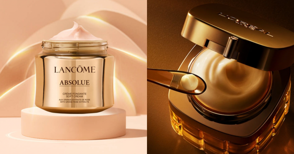 Lancome 絕對完美黃金玫瑰修護乳霜／NT$14,300
L'oreal 金致臻顏花蜜奢養滋潤版／NT$1,550