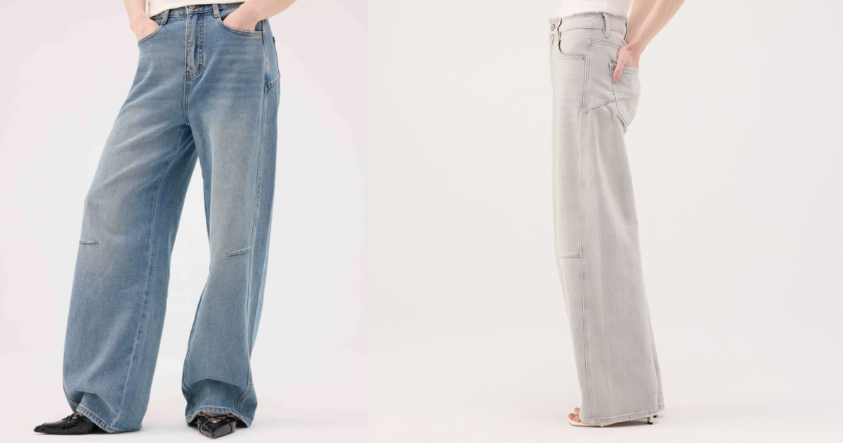 繭型水洗牛仔褲