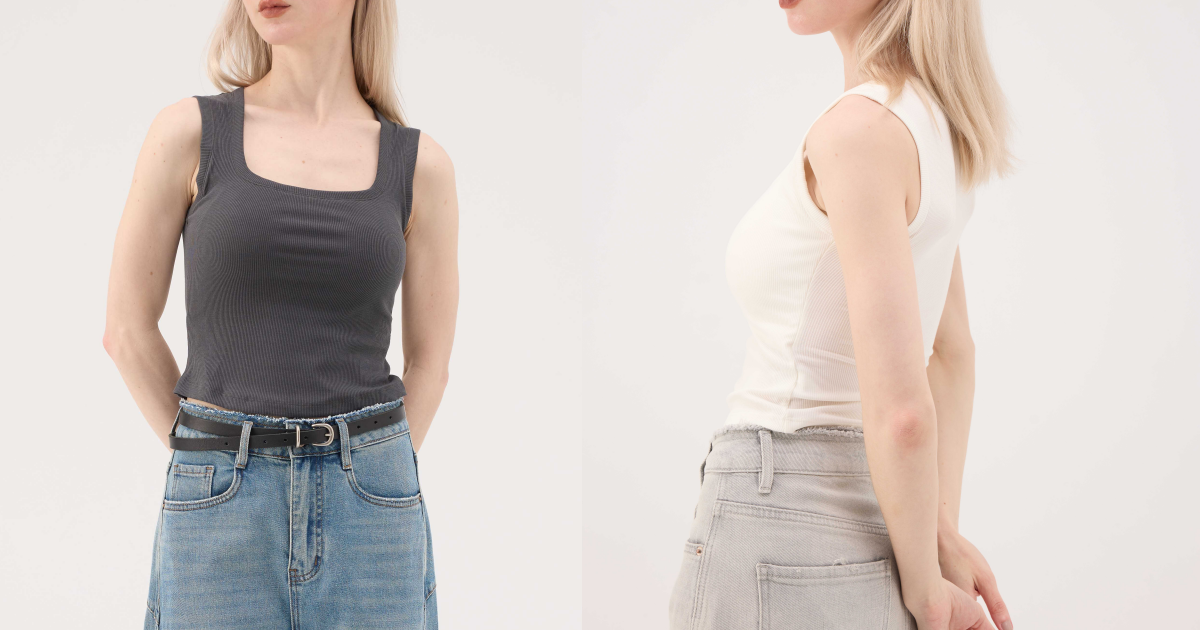 萊賽爾涼感方領包覆羅紋 Bra Top