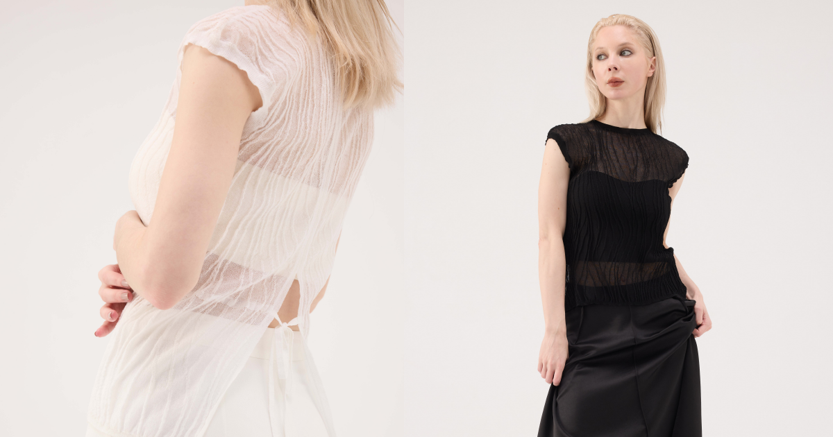 波紋透膚針織上衣