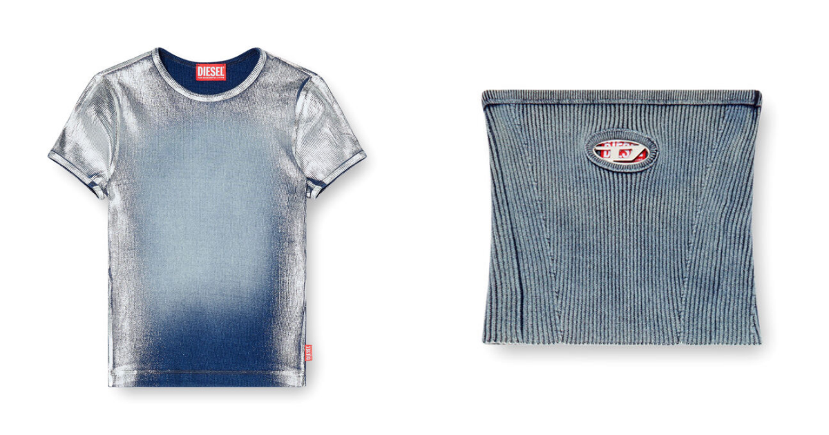 噴染金屬丹寧上衣 、丹寧抹胸上衣