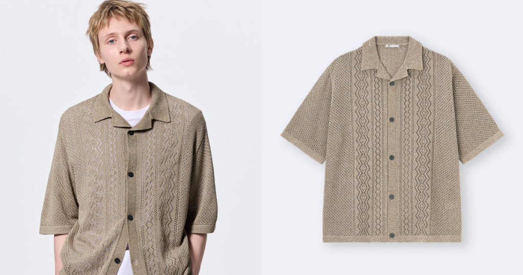 GU可機洗網眼針織襯衫